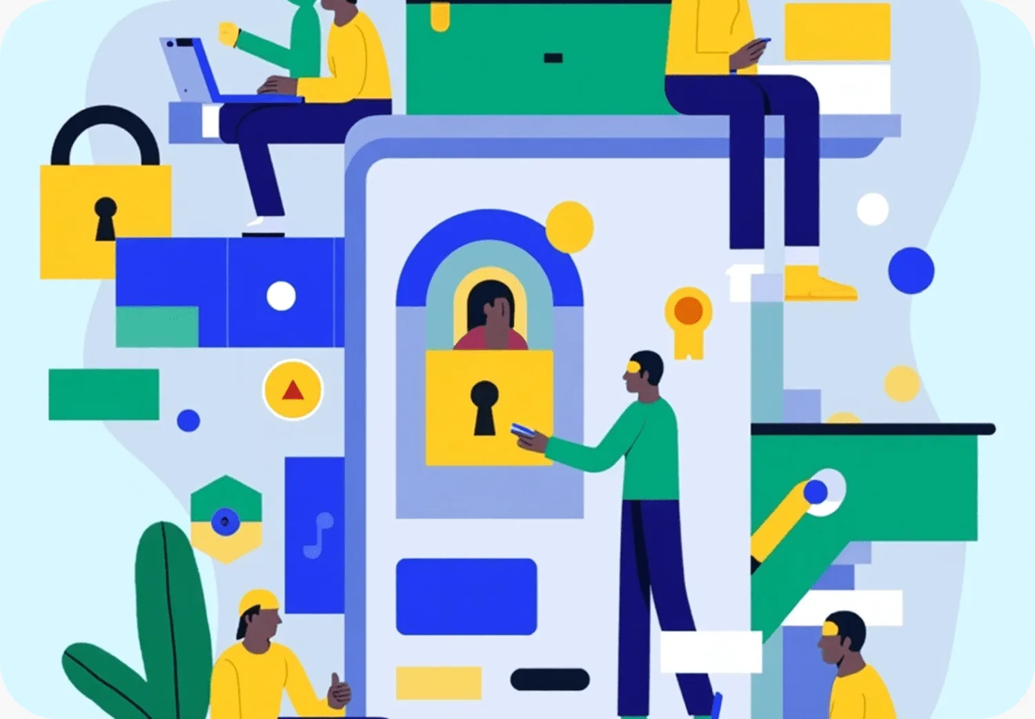 Illustration of locked devices and records in investigative intelligence work