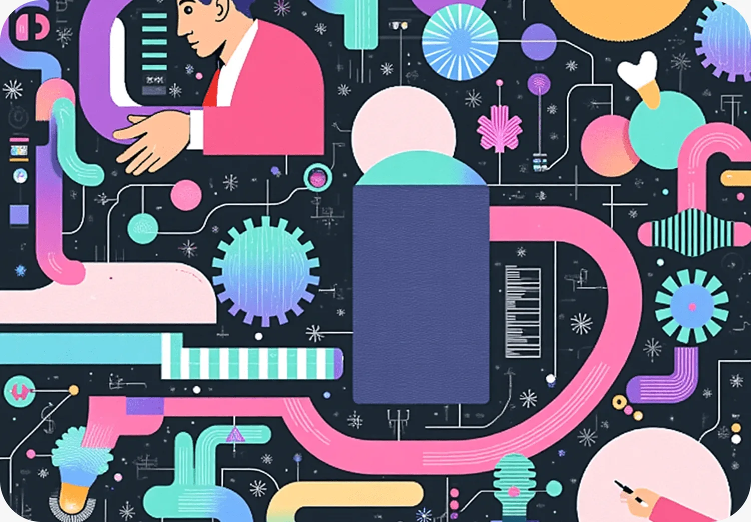 Abstract illustration of data channels feeding an OSINT strategy