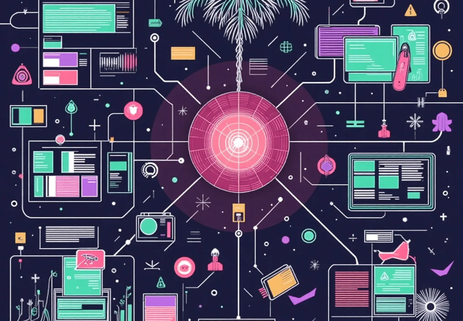 Neon radar illustration for OSINT in red team and phishing exercises