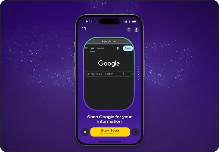 Phone scanning search results for personal information exposed online