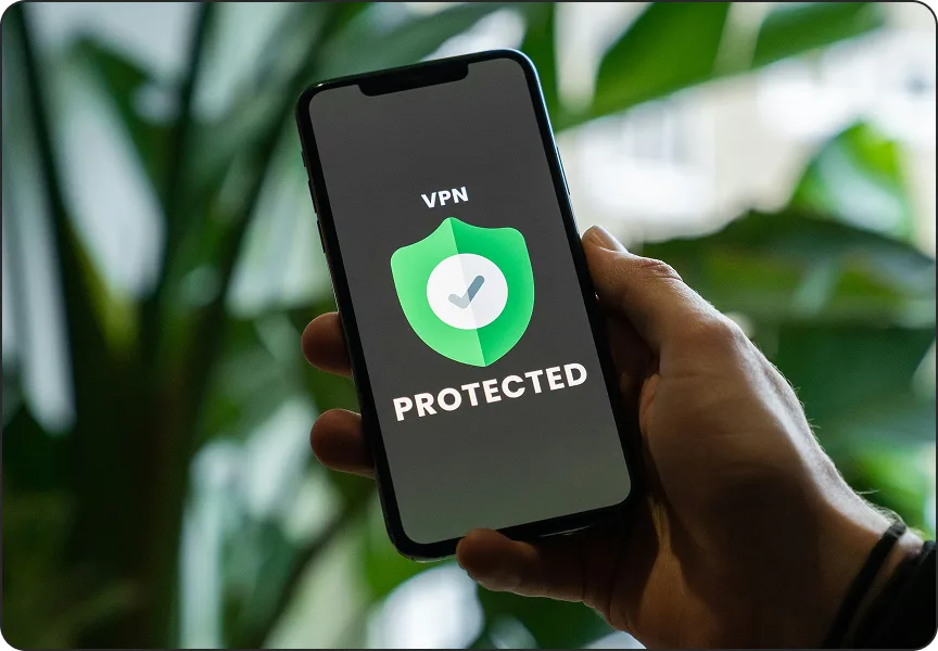 Phone showing a VPN protecting browsing on an untrusted network
